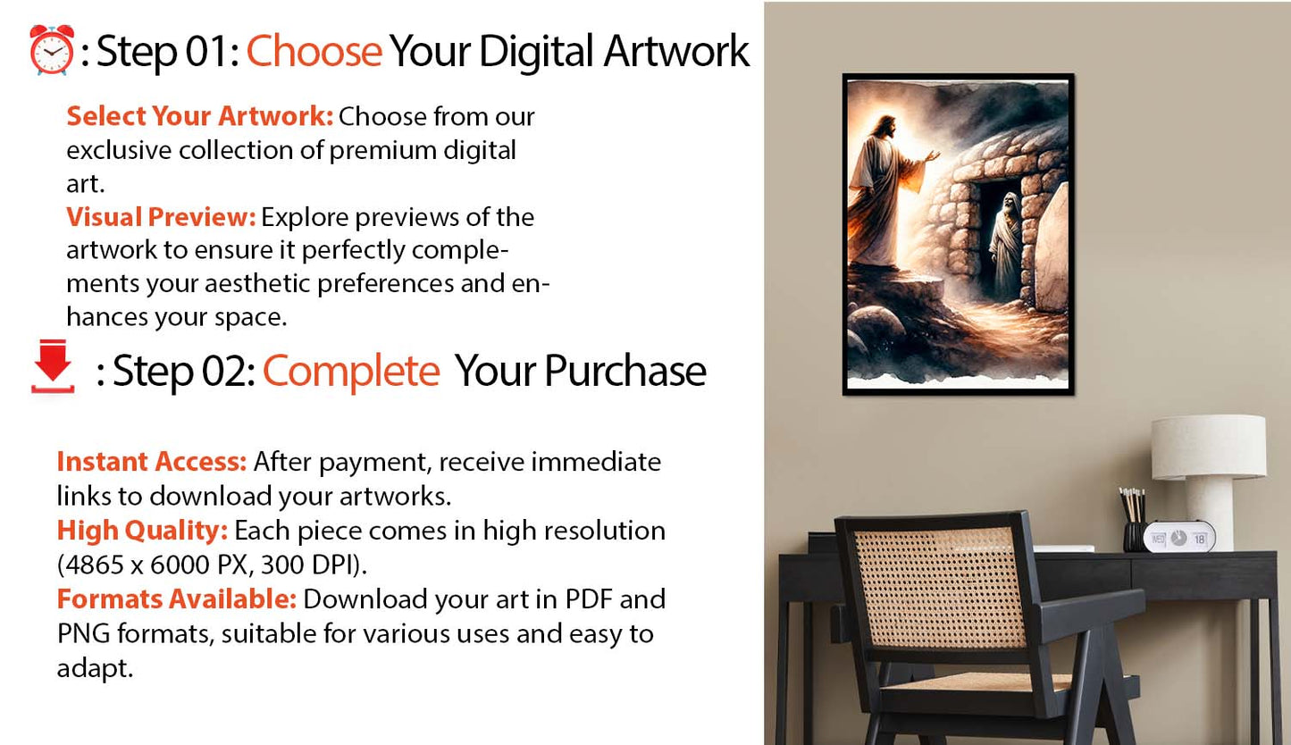 Dawn of Redemption Prints + gratis bonus värderad till $99: Köp ett digitalt premiumtryck – Upplev excellensen hos våra högupplösta PNG- och PDF-konstverk, perfekt lämpade för hem- och kontorsinredning.