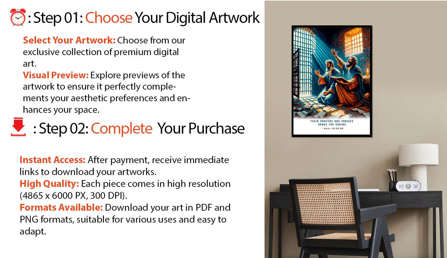 Faith's Freedom Prints + gratis bonus värderad till $99: Köp ett digitalt premiumtryck – Upplev excellensen hos våra högupplösta PNG- och PDF-konstverk, perfekt lämpade för hem- och kontorsinredning.