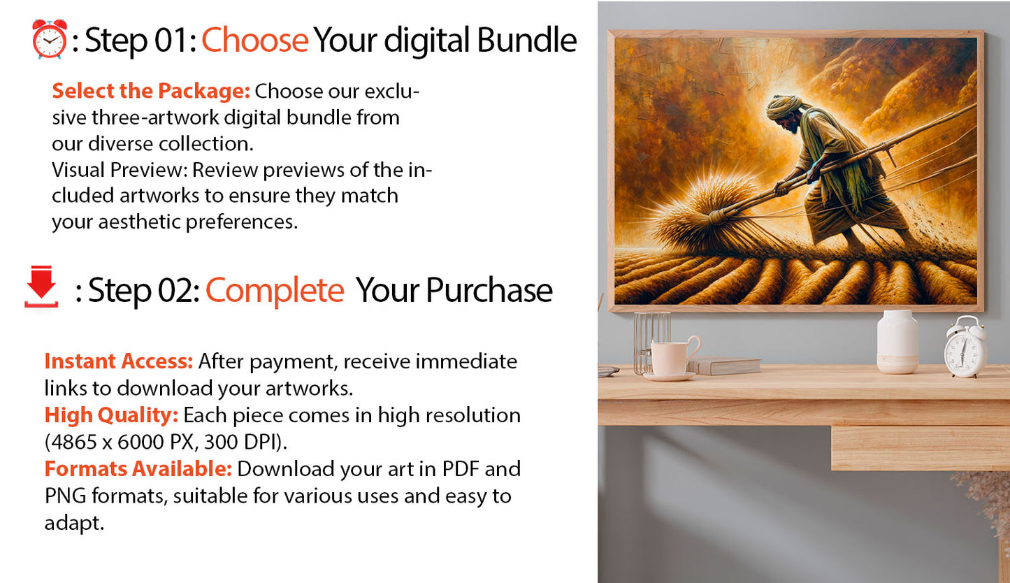 Harvest of Solitude + Free Bonus Valued at $99: Buy Two, Get One Free – Three Premium Digital Artworks for the Price of Two. High-Resolution PNG and PDF Downloads for Home and Office Decor