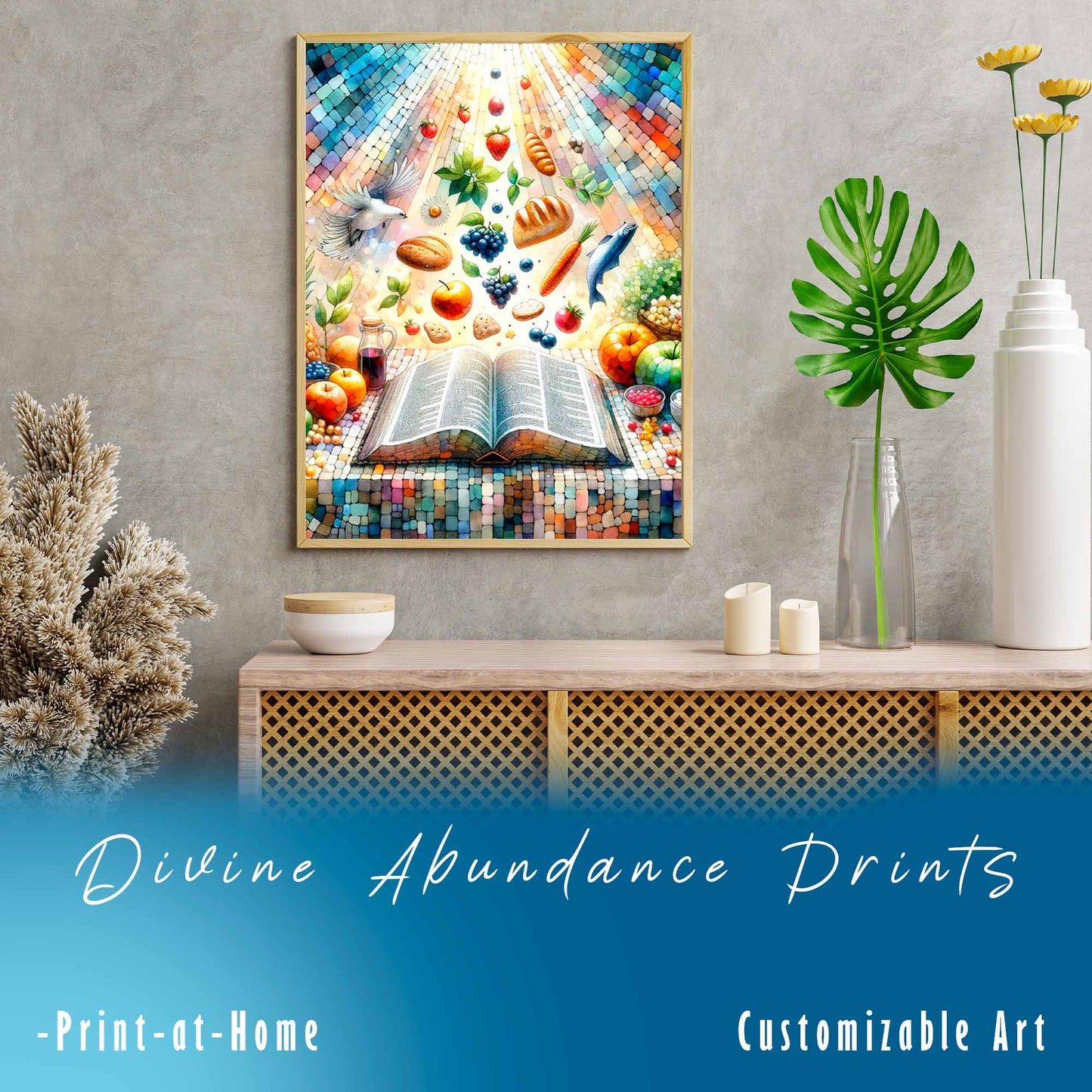 Divine Abundance Prints + Gratis bonus värderad till $99: Köp ett digitalt premiumkonsttryck – Upplev excellensen hos våra högupplösta PNG- och PDF-konstverk, perfekt lämpade för hem- och kontorsinredning.