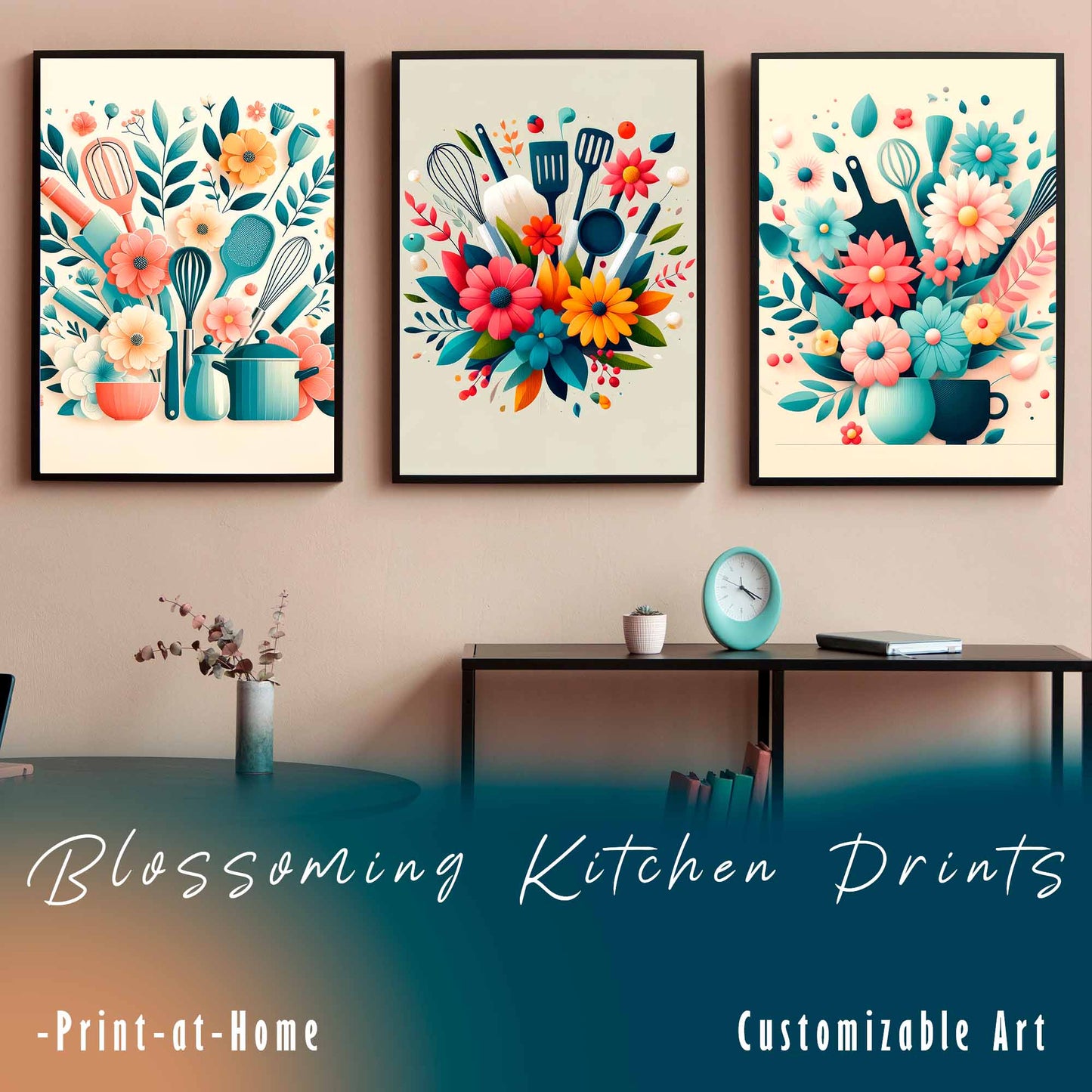 Impresiones de Blossoming Kitchen + Bono gratuito valorado en $99: compre dos y llévese uno gratis: tres obras de arte digitales premium por el precio de dos. Descargas PNG y PDF de alta resolución para decoración del hogar y la oficina